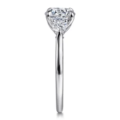 Best Gabriel & Co. Madison - 14K White Gold Round Three Stone Lotus Diamond Engagement Ring