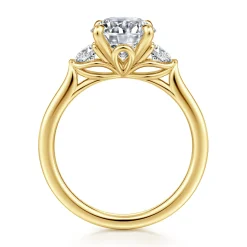 Online Gabriel & Co. Madison - 14K Yellow Gold Round Three Stone Lotus Diamond Engagement Ring