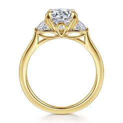 Gabriel & Co. Madison - 14K Yellow Gold Round Three Stone Lotus Diamond Engagement Ring