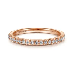Gabriel & Co. Madrid - 14K Rose Gold French Pave Diamond Wedding Band - 0.25 ct