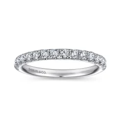 Discount Gabriel & Co. Madrid - 14K White Gold French Pave Diamond Wedding Band - 0.5 ct