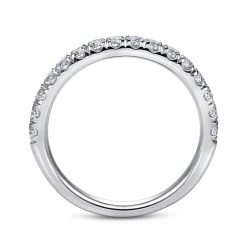Discount Gabriel & Co. Madrid - 14K White Gold French Pave Diamond Wedding Band - 0.5 ct