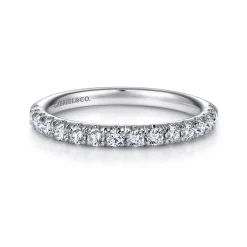 Discount Gabriel & Co. Madrid - 14K White Gold French Pave Diamond Wedding Band - 0.5 ct
