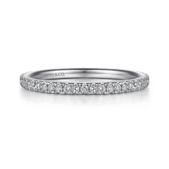 Gabriel & Co. Madrid - 14K White Gold French Pave Diamond Wedding Band - 0.25 ct