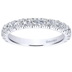 Gabriel & Co. Madrid - 14K White Gold French Pave Diamond Wedding Band - 1 ct