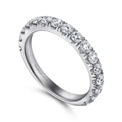 Gabriel & Co. Madrid - 14K White Gold French Pave Diamond Wedding Band - 1 ct