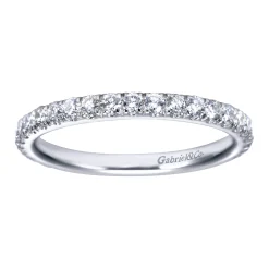 Clearance Gabriel & Co. Madrid - 14K White Gold French Pave Diamond Wedding Band - 0.55 ct