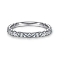 Clearance Gabriel & Co. Madrid - 14K White Gold French Pave Diamond Wedding Band - 0.55 ct