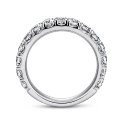 Best Gabriel & Co. Madrid - 14K White Gold French Pave Set Diamond Wedding Band - 1.5 ct