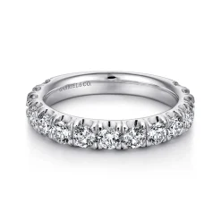 Best Gabriel & Co. Madrid - 14K White Gold French Pave Set Diamond Wedding Band - 1.5 ct