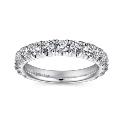 Best Gabriel & Co. Madrid - 14K White Gold French Pave Set Diamond Wedding Band - 1.5 ct