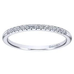 Clearance Gabriel & Co. Madrid - 14K White Gold French Pave Set Diamond Wedding Band - 0.1 ct