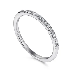 Clearance Gabriel & Co. Madrid - 14K White Gold French Pave Set Diamond Wedding Band - 0.1 ct