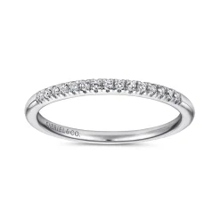 Clearance Gabriel & Co. Madrid - 14K White Gold French Pave Set Diamond Wedding Band - 0.1 ct
