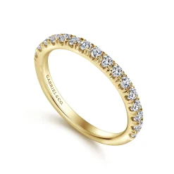 Best Gabriel & Co. Madrid - 14K Yellow Gold French Pave Diamond Wedding Band - 0.5 ct
