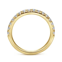 Best Gabriel & Co. Madrid - 14K Yellow Gold French Pave Diamond Wedding Band - 0.5 ct