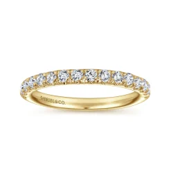 Best Gabriel & Co. Madrid - 14K Yellow Gold French Pave Diamond Wedding Band - 0.5 ct