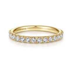 Best Gabriel & Co. Madrid - 14K Yellow Gold French Pave Diamond Wedding Band - 0.5 ct