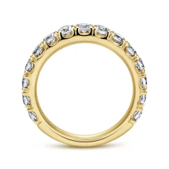 Outlet Gabriel & Co. Madrid - 14K Yellow Gold French Pave Set Diamond Wedding Band - 1.5 ct