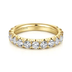 Outlet Gabriel & Co. Madrid - 14K Yellow Gold French Pave Set Diamond Wedding Band - 1.5 ct