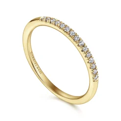Hot Gabriel & Co. Madrid - 14K Yellow Gold French Pave Set Diamond Wedding Band - 0.1 ct