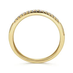 Hot Gabriel & Co. Madrid - 14K Yellow Gold French Pave Set Diamond Wedding Band - 0.1 ct