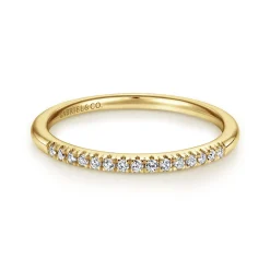 Hot Gabriel & Co. Madrid - 14K Yellow Gold French Pave Set Diamond Wedding Band - 0.1 ct