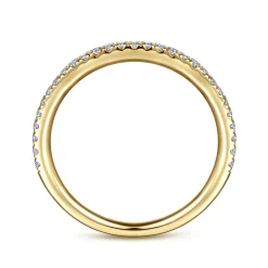 Sale Gabriel & Co. Madrid - 14K Yellow Gold French Pave Diamond Wedding Band - 0.25 ct