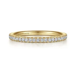 Sale Gabriel & Co. Madrid - 14K Yellow Gold French Pave Diamond Wedding Band - 0.25 ct