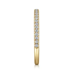 Sale Gabriel & Co. Madrid - 14K Yellow Gold French Pave Diamond Wedding Band - 0.25 ct