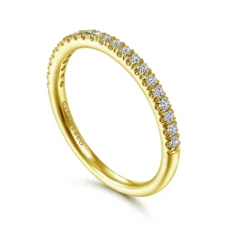 Clearance Gabriel & Co. Madrid - 14K Yellow Gold French Pave Diamond Wedding Band - 0.25 ct