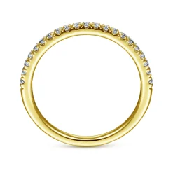 Clearance Gabriel & Co. Madrid - 14K Yellow Gold French Pave Diamond Wedding Band - 0.25 ct