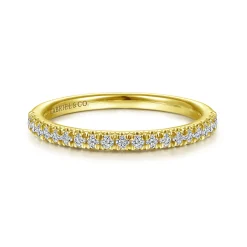 Clearance Gabriel & Co. Madrid - 14K Yellow Gold French Pave Diamond Wedding Band - 0.25 ct