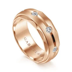 Gabriel & Co. Magnus - 14K Rose Gold Diamond Men's Wedding Ring in Satin Finish