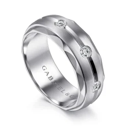 Outlet Gabriel & Co. Magnus - 14K White Gold Diamond Men's Wedding Ring in Satin Finish
