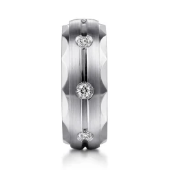 Outlet Gabriel & Co. Magnus - 14K White Gold Diamond Men's Wedding Ring in Satin Finish