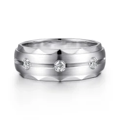 Outlet Gabriel & Co. Magnus - 14K White Gold Diamond Men's Wedding Ring in Satin Finish