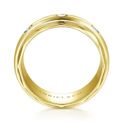 Hot Gabriel & Co. Magnus - 14K Yellow Gold Diamond Men's Wedding Ring in Satin Finish