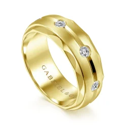 Hot Gabriel & Co. Magnus - 14K Yellow Gold Diamond Men's Wedding Ring in Satin Finish