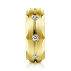 Hot Gabriel & Co. Magnus - 14K Yellow Gold Diamond Men's Wedding Ring in Satin Finish
