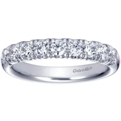 Online Gabriel & Co. Malaga - 14K White Gold 9 Stone French Pave Diamond Wedding Band - 0.7 ct