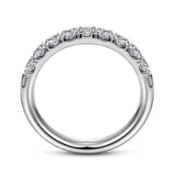 Online Gabriel & Co. Malaga - 14K White Gold 9 Stone French Pave Diamond Wedding Band - 0.7 ct