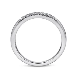 New Gabriel & Co. Malaga - 14K White Gold 9 Stone French Pave Set Diamond Wedding Band - 0.1 ct