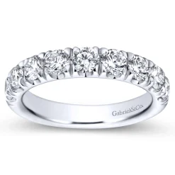 New Gabriel & Co. Malaga - 14K White Gold 9 Stone French Pave Set Diamond Wedding Band - 1.4 ct