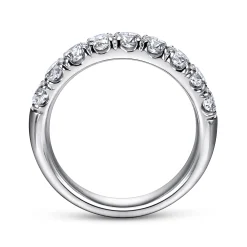 New Gabriel & Co. Malaga - Platinum 9 Stone French Pave Diamond Wedding Band - 0.95 ct