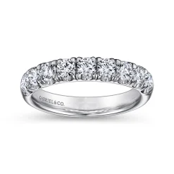 New Gabriel & Co. Malaga - Platinum 9 Stone French Pave Diamond Wedding Band - 0.95 ct