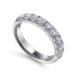 New Gabriel & Co. Malaga - Platinum 9 Stone French Pave Diamond Wedding Band - 0.95 ct