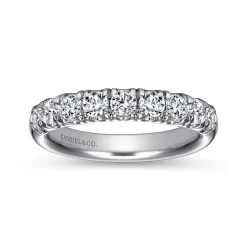 Outlet Gabriel & Co. Malaga - Platinum 9 Stone French Pave Diamond Wedding Band - 0.7 ct