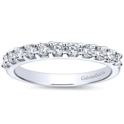 Clearance Gabriel & Co. Manila - 14K White Gold 11 Stone Shared Prong Diamond Anniversary Band - 0.5 ct
