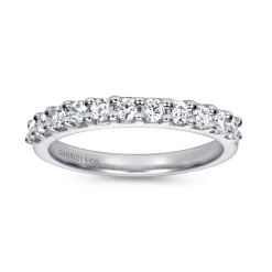 Clearance Gabriel & Co. Manila - 14K White Gold 11 Stone Shared Prong Diamond Anniversary Band - 0.5 ct